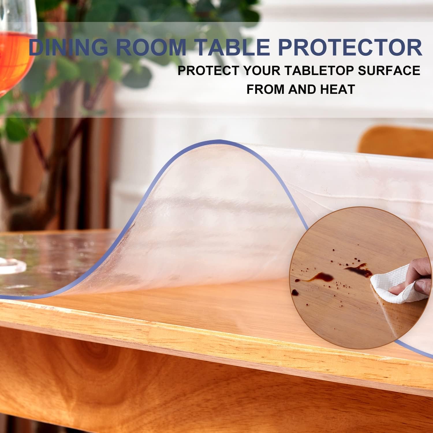 24x42 Inch Clear PVC Table Cover Protector 1.5mm Thick Custom Plastic Desk Pad Waterproof Vinyl Table Top Protector Mat for Coffee Table Dining/Living Room/Coffee/Garden Table Laptop Writing Desk