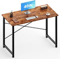 OLIXIS Home Office Computer Desk, Small Office 40-inch Writing and Study Desk, Bedroom Table with Metal Frame and Wooden Top, Compact Modern Study Table for Home Use, Rustic Brown