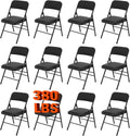 12 Pack Black Folding Chairs with 3cm Thick Padded Cushion, Metal Chairs with Durable Double-bar Steel Frame for Home and Office, for Indoor and Outdoor Events, 380LBS