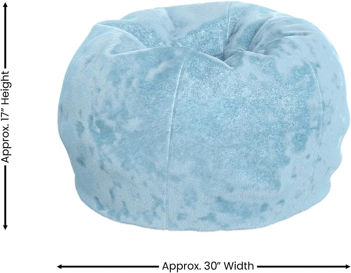 Flash Furniture Dillon Small Teal Furry Bean Bag Chair for Kids and Teens