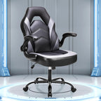 OLIXIS Computer Gaming Desk Chair - Ergonomic Video Game with Comfy Lumbar Support and headrest, PU Leather with Flip-up Arms, Adjustable Height and Swivel Wheels, for Adults, Dark Grey