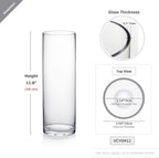 WGVI Quality Thick Weighted Clear Cylinder Glass Vases, 4" W x 12" H, Flower Arrangement Floating Candle Holders Wedding Centerpieces Terrarium Planter Floral Countertop Storage Container, 1 Piece
