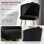 VECELO Velvet Dining Chairs Set of 6, Modern Upholstered Kitchen Chairs with Thick Cushions, Curved Padded Backrest and Metal Legs, for Kitchen, Dining Room, Living Room, Black