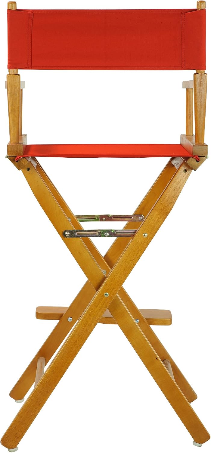Casual Home 30" Director's Chair Honey Oak Frame-with Red Canvas, Bar Height