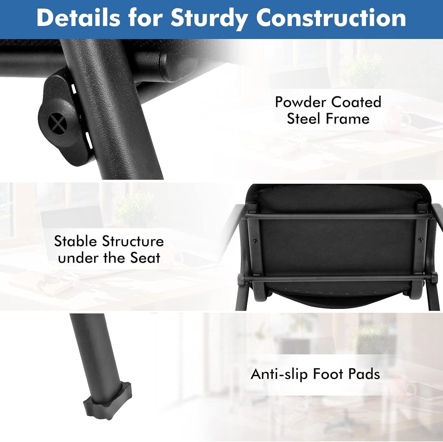 S AFSTAR Set of 10 Conference Chairs, Stackable Chair with Padded Cushion, Ergonomic Office Guest Reception Chair, Guest Chairs for Reception Waiting Room Meeting Room Office Lobby Church (10 Pack)