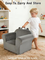 Kids Sofa Chair with Removable Washable Cover Kids Couch Toddler Chair Toddler Bed Cozy Crystal Velvet Furniture for Playtime, Naps & Travel (Soft Grey, Bear Design)