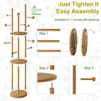 FROMJBEST Coat Rack Freestanding,Coat tree Entryway,Mid-Century,Nature Wood | Freestanding, Solid Wood, 9 Hooks & 3 Shelves, for Entryway, Hallway, Bedroom, Living Room, Office, Holds Bags, Hats, Purses