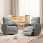 HAOMARKETS Swivel Rocker Recliner Chair Set of 2, Manual Faux Leather Glider Rocking Recliners for Adults, 360° Swivel Nursery Reclining Sofa with Storage Pocket