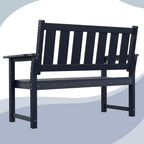 HDPE 2-Person Outdoor Bench, Poly Lumber All-Weather Patio Garden Bench with Backrest, 50 Inch Heavy-Duty Memorial Bench with 800 Lbs Capacity for Outside, Yard, Porch, Balcony and Park (Blue)