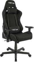 Techni Sport High Back Racing Chair with Foam Seat and Padded Arms, Reclining Gaming Chair with Height and Tilt Adjustment, Black