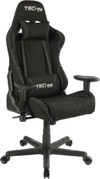 Techni Sport High Back Racing Chair with Foam Seat and Padded Arms, Reclining Gaming Chair with Height and Tilt Adjustment, Black