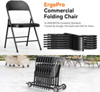 1 Pack Folding Chairs with Cushion Padded - Metal Chairs w/Comfortable Seats and Durable Steel Frame Foldable Chair for Indoor Outdoor Wedding, Party, Backyard & Office Events (Black, 1 Pack)