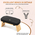 Meditation Bench, Bamboo Meditation Stool, Folding Kneeling Meditation Bench, Seiza Prayer Bench, Prayer Bench with Meditation Cushion, Kneeling Stool(Black)