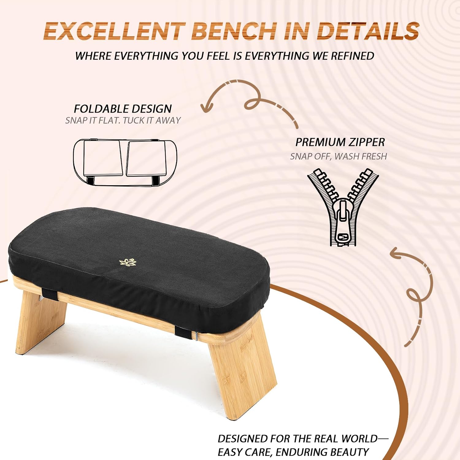Meditation Bench, Bamboo Meditation Stool, Folding Kneeling Meditation Bench, Seiza Prayer Bench, Prayer Bench with Meditation Cushion, Kneeling Stool(Black-Bag)