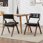 2-Pack Folding Dining Chairs with Cushion,Faux Leather Padded Foldable Dining Chairs,Portable Wooden Folding Chairs for Dining Rooms Kitchen Wedding and Party Indoor Black