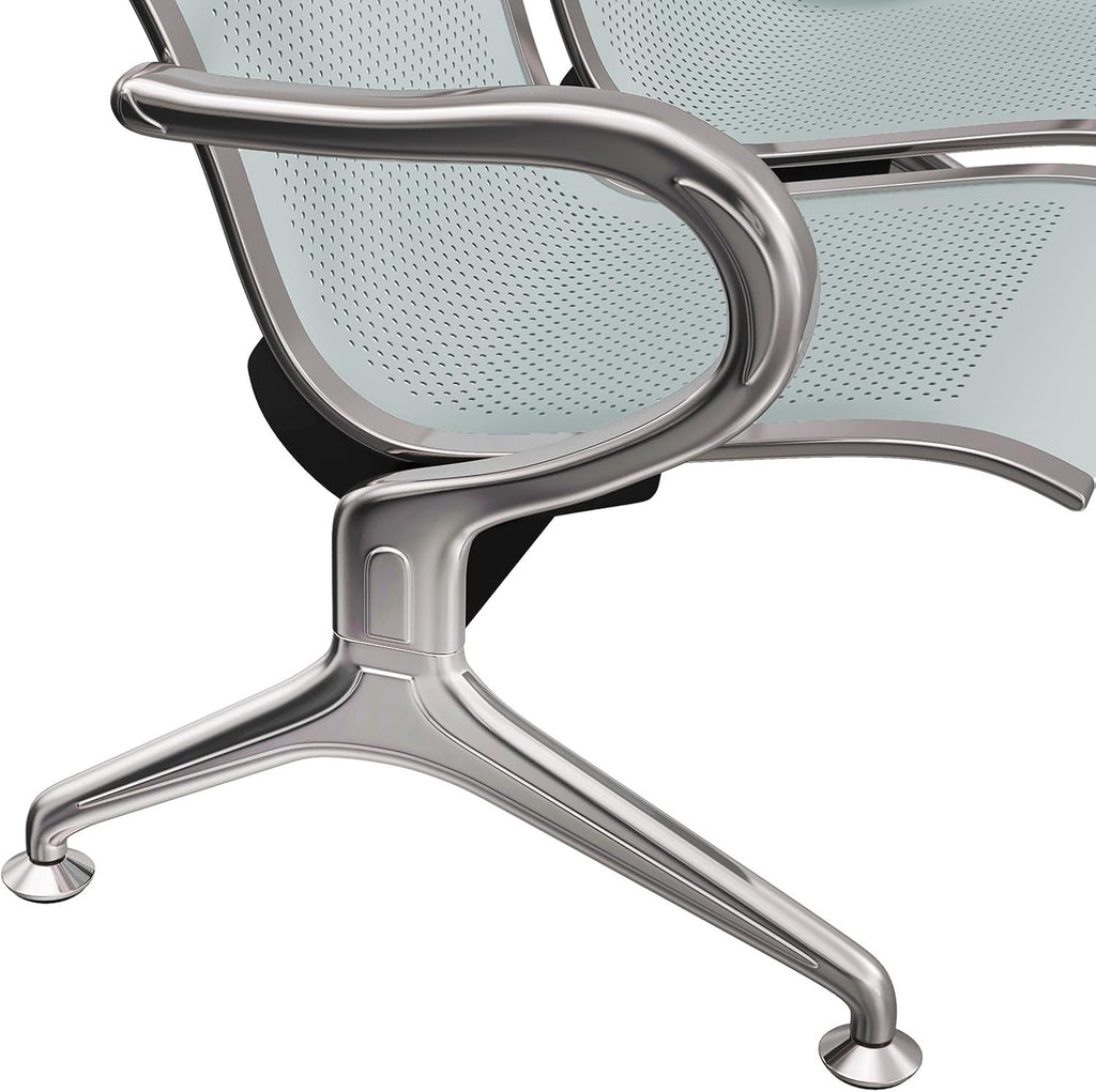 Peach Tree Airport Reception Waiting Room Chair with Arms for Reception Room, Office, Barber Bench in Bank Hospital and Market (2 Seats, Silver)