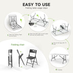 Portable 6-Piece Folding Table and Chairs Set – Heavy-Duty 6ft Camping & Party Furniture for Indoor/Outdoor Events (All-Weather, Black)