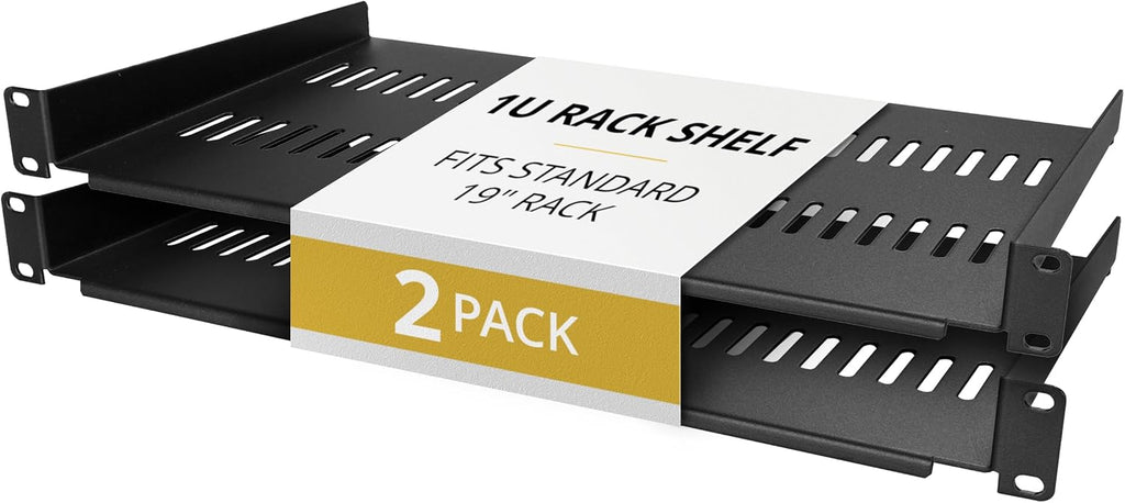 StarTech 2-Pack 1U Server Rack Shelf, Vented Rackmount Cantilever Tray for 19" Network Rack or Cabinet, Heavy-Duty 10" (25cm) Deep, Up to 44lb (20kg) Each