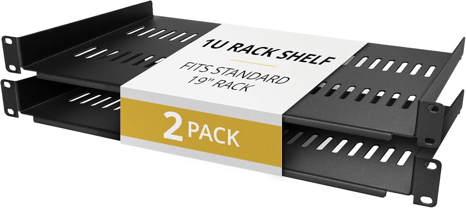 StarTech 2-Pack 1U Server Rack Shelf, Vented Rackmount Cantilever Tray for 19" Network Rack or Cabinet, Heavy-Duty 10" (25cm) Deep, Up to 44lb (20kg) Each