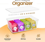 Utopia Home Tea Bag Organizer Set with Lids – 3 Pack Stackable Clear Plastic Storage Bins for Pantry, Cabinet & Fridge – Ideal for Tea, Snacks & Spice Organization
