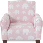 Toddler Personalized Armchair, Kids Upholstered Rocking Chair with Personalization, Toddler Chair with Personalized Name, Comfy Child Armchair, (Pink Elephants Print, Legs)