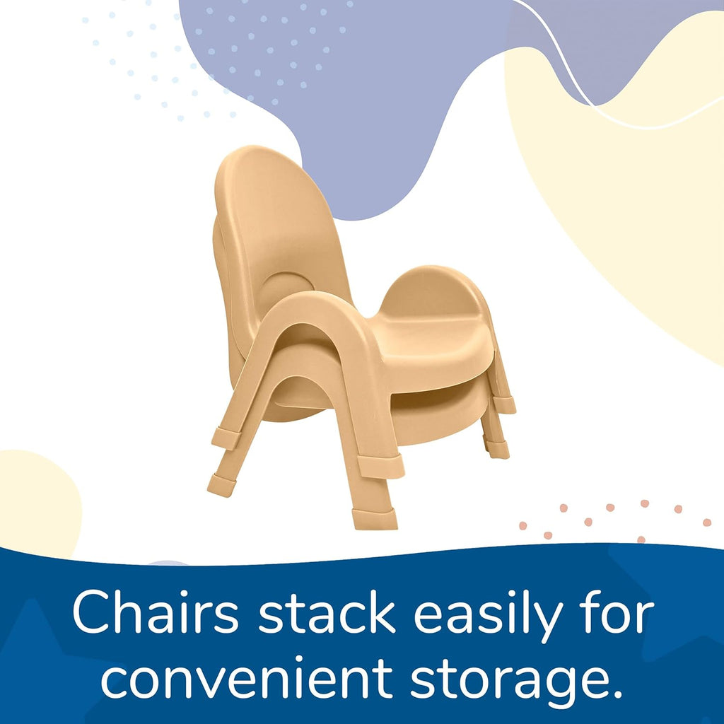 Angeles Value Stack 5" Child Chair, Natural Tan, 4 Pack, Stackable Ergonomic Seating Solution for Classrooms and Homeschools