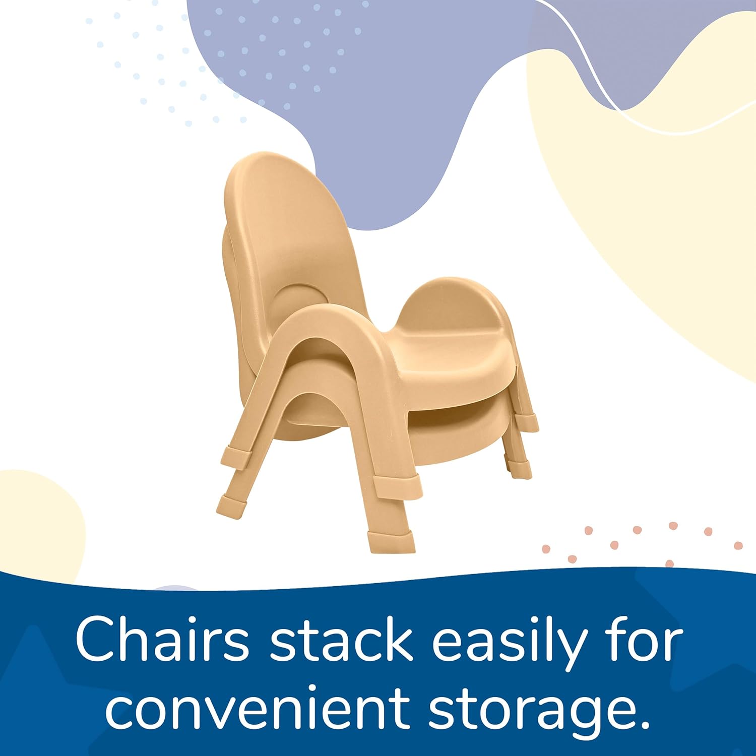 Angeles Value Stack 5" Child Chair, Natural Tan, 4 Pack, Stackable Ergonomic Seating Solution for Classrooms and Homeschools