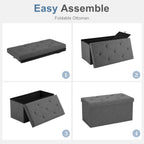 NEWBULIG Ottoman with Storage Bench-30 Inches Small Folding Foot Rest Stool with Thicker Foam Padded Seat, Storage Chest for Living Room, Entryway, End of Bed Bench, Holds Up to 660 lbs Grey