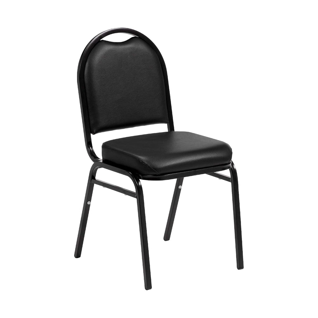 Norwood Commercial Furniture 250 Series Stack Chairs (Pack of 3)- Black Vinyl/Black Frame