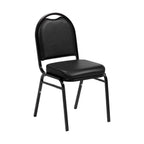 Norwood Commercial Furniture 250 Series Stack Chairs (Pack of 3)- Black Vinyl/Black Frame