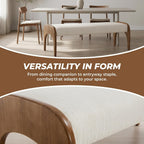 LukeAlon Extra Long Upholstered Bench, 51" Wide Mid-Century Modern Bench with Curved Solid Wood Legs, Comfy Linen Fabric Seat for Bedroom End of Bed, Living Room, Dining Table, Entryway Hallway