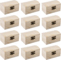 Pack of 12 Wooden Treasure Chest with Curved Lid and Metal Clasp 9 x 5.5 x 5 cm Wooden Box with Vintage Clasp Hinges Treasure Chest for Birthday Pirate Parties Gifts Jewellery Box