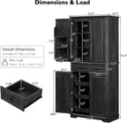 71" Tall Kitchen Pantry Cabinet with 6 Doors & 2 Drawers, Farmhouse Cupboard Storage Cabinet with 6 Door Shelves & 3 Pull Out Cabinet Organizers, Freestanding Sideboard for Kitchen, Dining Room