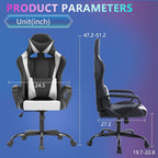 PayLessHere Ergonomic Racing Desk Chair Gaming Chair Computer Chair with Armrests 360° Swivel & Caster Pu Desk Task Chair Executive Headrest Lumbar Support for Back Pain Women Men and Adults (White)
