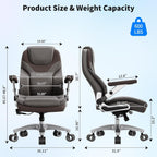 Big and Tall Office Chair with 5D Arms, Fabric & PU Leather Heavy Duty Desk Chair, Adjustable Lumbar Support & Height, Tilt Function, High Back Ergonomic Executive Computer Chair