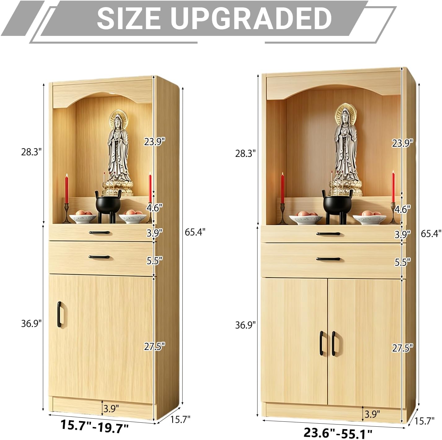 Solid Wood Altar Table, Buddhist Altar Cabinet, Chinese Buddhist Pooja Cabinet, with Storage, Pedestal Offering Table for Living Room, Small Spaces