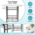 Flamaker Dining Table for 2, 3 Piece Round Table & Chair Set, Small Kitchen Table for Breakfast Nook, Wood Grain Tabletop & Built-in Storage Rack, Space Saving for Kitchen, Dining Room (White & Black)