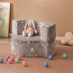 Costzon Kids Couch, 2 in 1 Convertible Toddler Reading Chair Sofa Glow in The Dark with 8-inch Sitting Cushion, Flannel Cover, Lightweight Children Plush Sofa Chair for Boys Girls Gifts