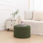 Round Pouf Ottoman 20 x 20 x 14 Inches Boho Poof Home Decor Floor Pouffe Ottoman Foot Rest for Couch Sofa Bean Bag Chairs Living Room Bedroom (Forest Green)