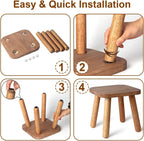Clucycia Wooden Step Stool 9inch Small Solid Wood Plant Stand Non-Slip Footstool Chair for Adults and Kids Portable and Sturdy Decor for Bed,Bathroom,Kitchen,Living Room Walnut Wood Color