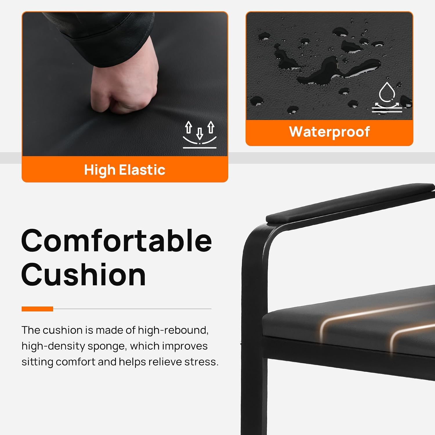 Waiting Room Chair with Armrest, PU Leather Office Furniture, Lobby Conference Reception Chair, Office Guest Seating for Clinic,Airport,Hospital,Barber,Salon,Bank (Black, 1-Seat)