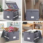 ENGPOW 5200°F File Box Fireproof Document Box with Lock,Heat Insulated Collapsible File Storage Organizer Box with Handle,Portable Home Office File Cabinet for Hanging Letter/Legal Size Folder, Gray