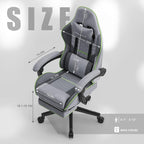 Dowinx Gaming Chair with Pocket Spring Cushion, Computer Office Game Chair, Linkage Armrests and Footrest, High Back Ergonomic Computer Chair with Lumbar Support Task Chair with Footrest(Grey Green)