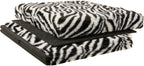 Luxe L 100% Faux Fur Go-Poufs Knock-Down Medium Cube Storage Ottoman, 15"x15"x15", Zebra Black/White, Sleek Seating, Footrest Organizer For Living Room Bedroom Nursery, Easy Setup Modern Compact Piece