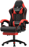 Bigzzia Gaming Chair with Footrest, Ergonomic Computer Chair with Breathable Cushion, Adjustable Headrest, Lumbar Support, 90°-135° Recline Gaming Chairs for Adults, Black Red