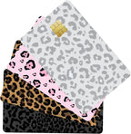 4 PCS Credit Card Skin Leopard Print Theme Credit Card Skin Sticker Cover Vinyl Stickers for Debit Credit Cards Cute Waterproof Skins Cover for Bank Transportation Metro Key Cards
