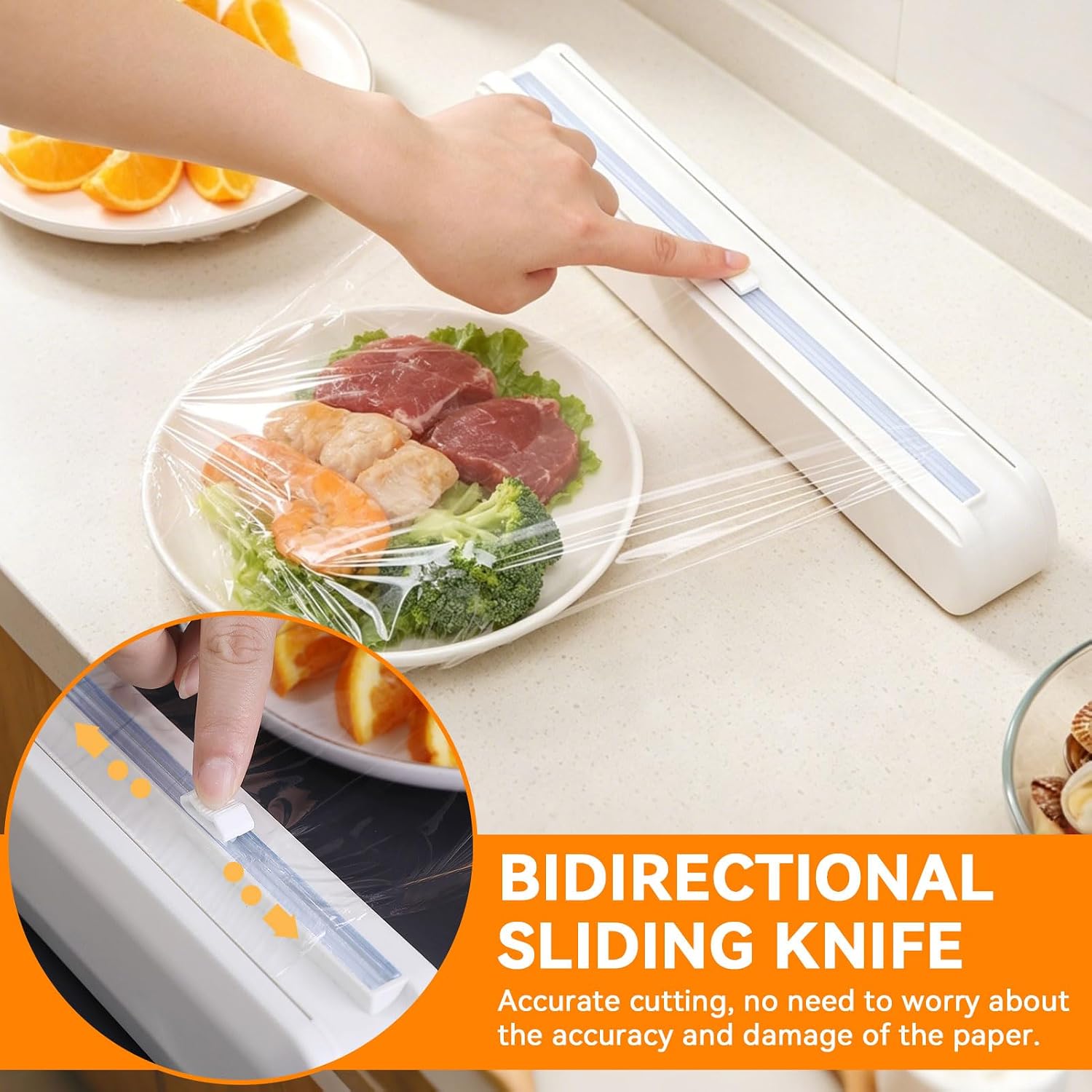 Plastic Wrap Dispenser with Cutter, Foil Dispenser Cling Wrap Dispenser Wrapping Paper Dispenser for Tin Foil Slide Cutter(S)