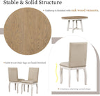 Knocbel Farmhouse 4-Person Extendable Dining Table Set, 5-Piece Dinette Set with Upholstered Nailhead Trim Chairs, Kitchen Dining Room Small Space Furniture Set (Oak Natural and Antique White)