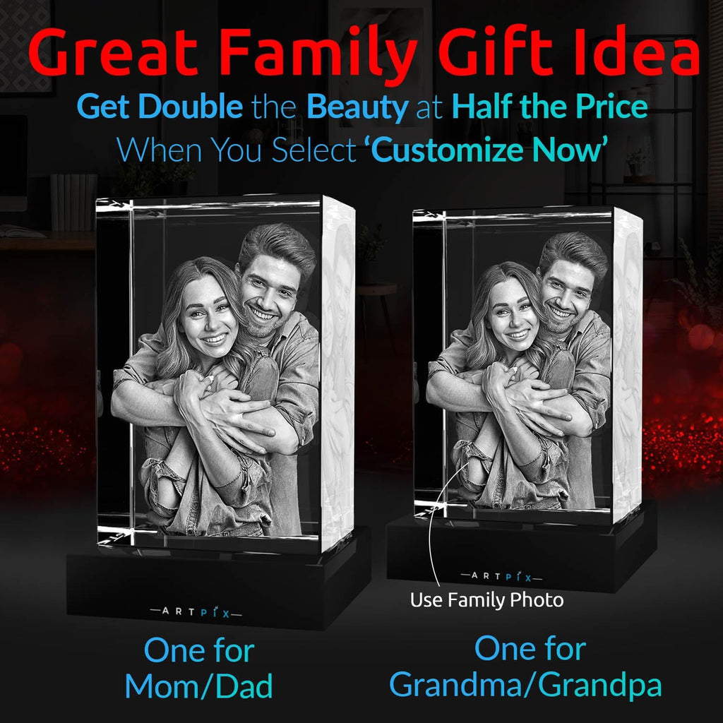 ArtPix 3D Premium Crystal Photo, Personalized Gifts for Father, Dad, Men, Husband, Grandpa, Great Customized Gift With Your Own Photo for Mom, Wife, Women, Custom Glass 3D Laser Etched Picture Frame