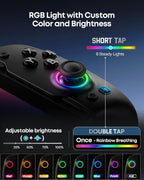 Handheld Grip Controller for Switch 1/2/OLED, Ergonomic Stretch Joypad with TMR Joysticks, Wireless Controller for SW Console, Switch Accessories with RGB Lighting, Turbo, 4 Macros & Card Slot